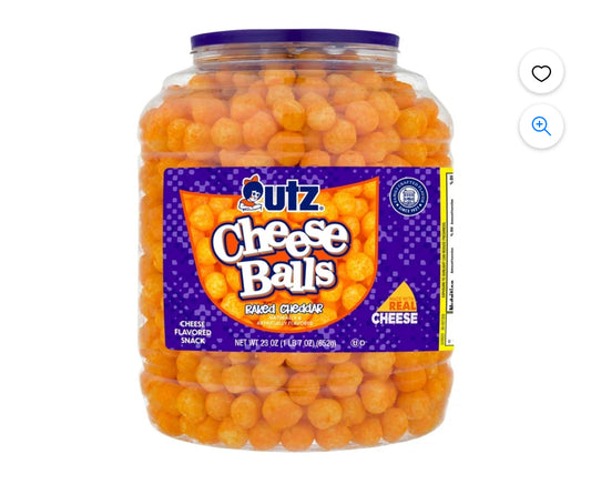 Utz Cheese Balls, 23 oz Barrel