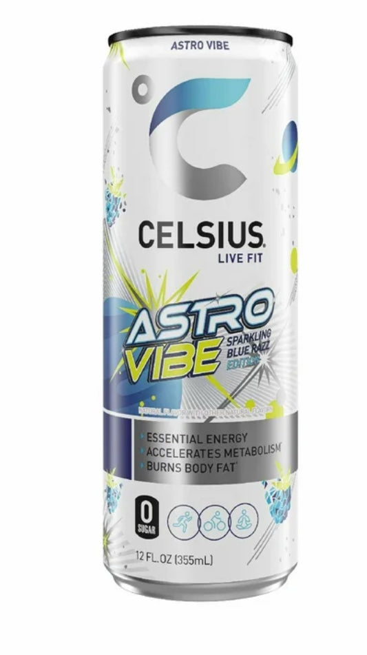 CELSIUS Bebida Energética Esencial Funcional con Gas Astro Vibe, Lata Individual de 12 Fl Oz