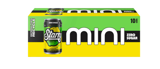 Starry Zero Sugar Refresco de Lima y Limón, 7.5 fl oz, Paquete de 10 Mini Latas