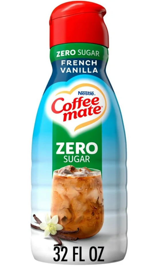 Nestle Coffee Mate, Zero Sugar, French Vanilla Liquid Coffee Creamer, 32 fl oz Bottle