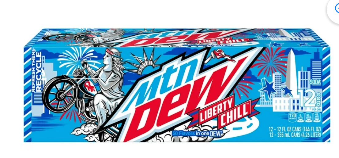 Mountain Dew Liberty Brew 50 Refresco de Sabor Pop, 12 oz, INDIVIDUAL