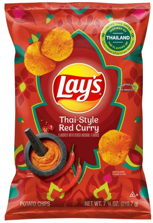 Lay's Thai Red Curry Potato Chips, 7.75 oz Bag