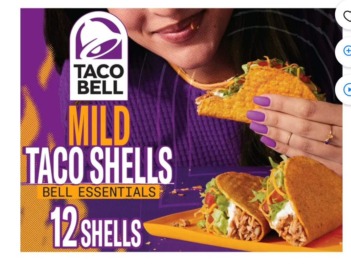 Taco Bell Mild Seasoned Flavor Crunchy Taco Shells, 12 ct, 4.8 oz Box