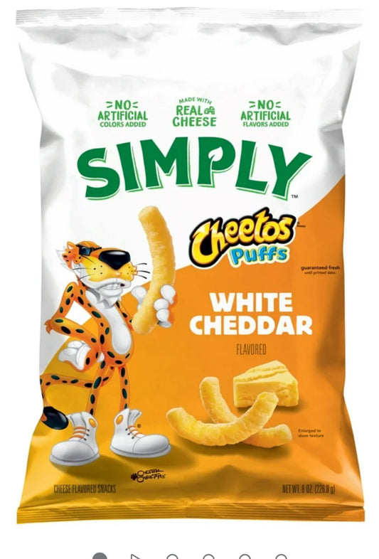 Simply Cheetos Puffs Snacks con Sabor a Queso Cheddar Blanco, Bolsa de 8 Onzas