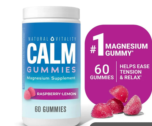 Natural Vitality Calm, Gomitas de Citrato de Magnesio, Frambuesa y Limón, 60 Gomitas