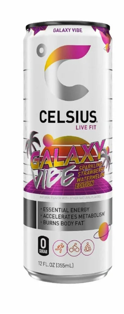 CELSIUS Sparkle Galaxy Vibe, Bebida Energética Esencial Funcional, Lata Individual de 12 Fl Oz