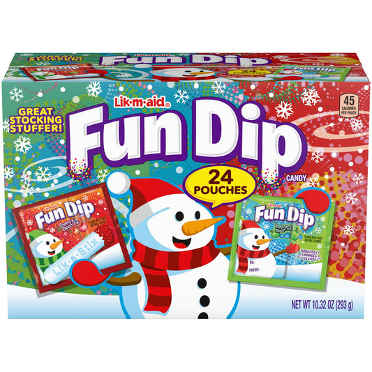 Lik-M-aid Fun Dip Vacaciones Caramelo en Polvo y Barra, 10.32 oz, 24 Bolsas