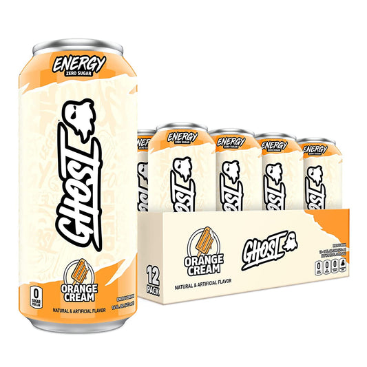 GHOST Bebida Energética sin Azúcar Crema de Naranja, Lata de 16 oz,
