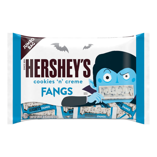 Hershey's Galletas y Crema Fangs Halloween Candy, Bolsa Jumbo 16.2 oz