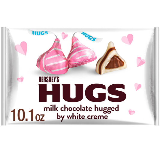 Hershey's Hugs Chocolate con Leche y Crema Blanca Caramelo de San Valentín, Bolsa 10.1 oz