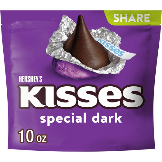 Hershey's Kisses Caramelo de Chocolate Oscuro Ligeramente Dulce Especial Paquete para Compartir de 10 oz