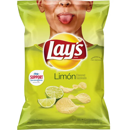 Lay's Potato Chips, Limon Flavor, 7.75 oz Bag - LOOP MX