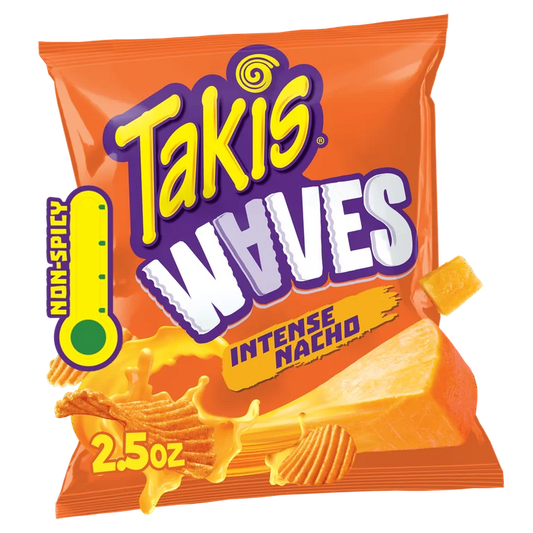 Takis Intense Nacho Waves 2.5 oz Snack Size Bag, Cheese Wavy Potato Chips - LOOP MX