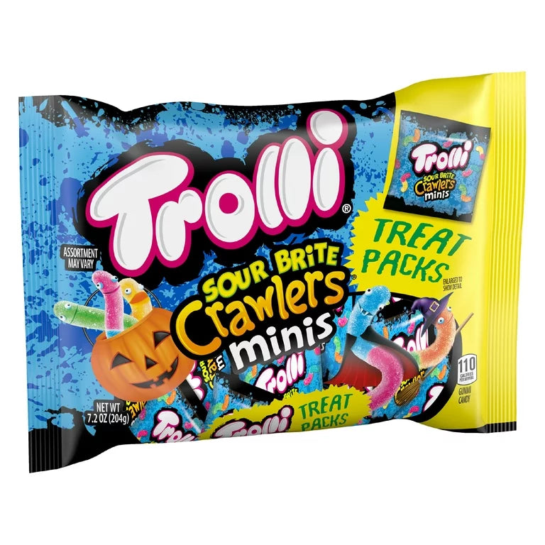 Trolli Sour Brite Crawlers Halloween Candy Treat Packs, 7.2oz, 12 Count