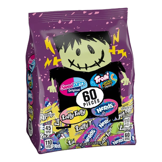 Franken Favorites 60 Pieces SweeTARTS Trolli Laffy Taffy Nerds Ferrara Chewy Halloween Mix