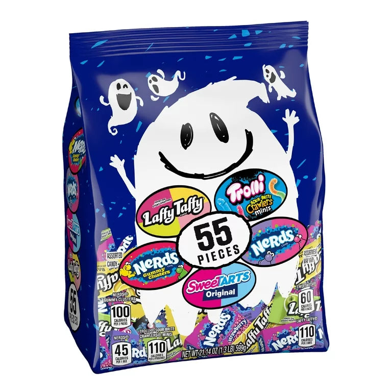 Ghost Goodies Halloween Candy Mixed Bag, SweeTARTS, Nerds, Trolli, Laffy Taffy, 55 Count