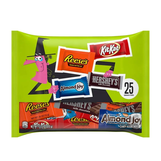 Hershey Assorted Snack Size Halloween Candy, Variety Bag 13.13 oz, 25 Pieces