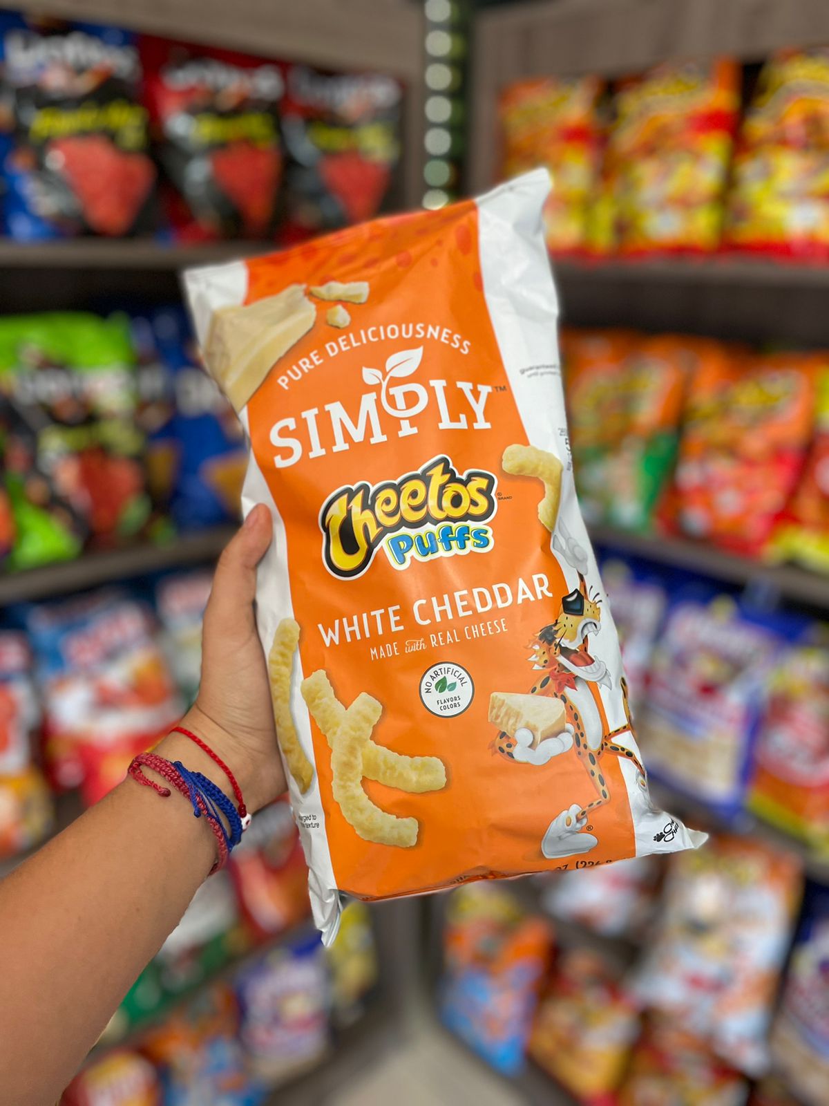 simply Cheetos puffs cheeses Flavored snacks, white cheddar 8oz. - LOOP MX