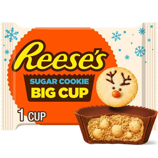 Reese's Big Cup Sugar Cookie Milk Chocolate Peanut Butter Cups Christmas Candy, Pack 1.3 oz