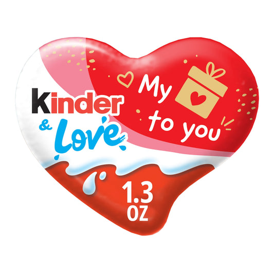 KINDER & LOVE Corazones de Chocolate con Leche con Relleno Cremoso, Golosina para el Día de San Valentín, 1,3 Oz/37
