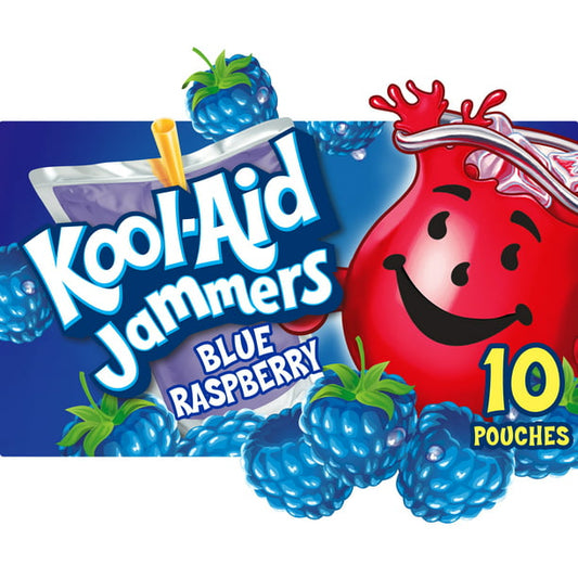 Kool Aid Jammers Blue Raspberry Kids Drink 0% Juice Box Pouches, 10 Ct Box, 6 fl oz Pouches - LOOP MX