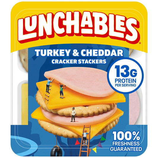 Lunchables, Pavo y Queso Cheddar con Galletas Saladas, Refrigerio para el Almuerzo para Niños, Bandeja de 3.2 oz