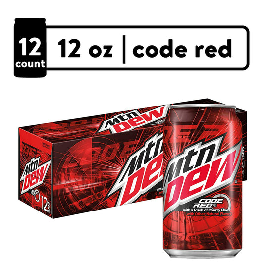 Mountain Dew Code Red Gaseosa con Sabor a Cereza, 12 Fl Oz, Paquete de 12 Latas
