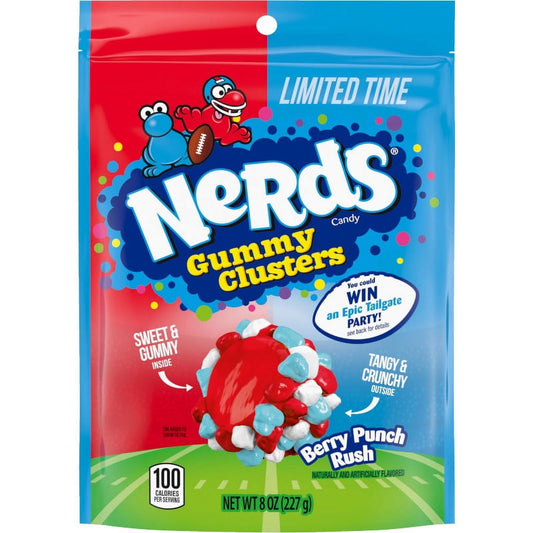 Nerds Racimos de Gomitas Rojas, Blancas y Azules, Bolsa Vertical de 8 Onzas