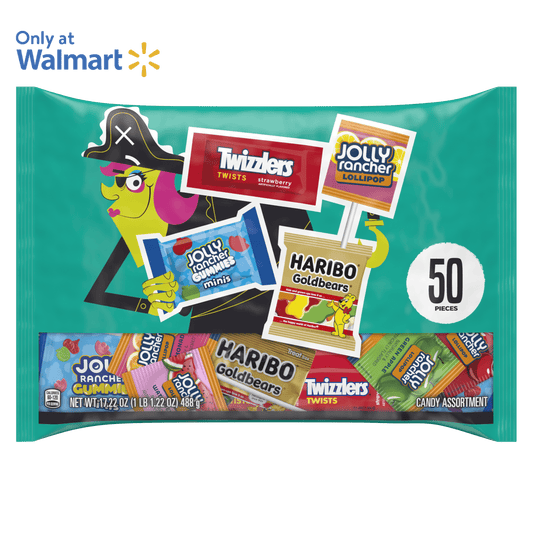 Haribo, Jolly Rancher And Twizzlers Caramelo de Halloween con Sabor a Frutas Variadas Bolsa 17.22 oz, 50 Piezas