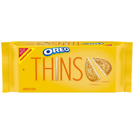 OREO thins Galletas Tipo Sándwich Doradas, Tamaño Familiar, 11.78 oz