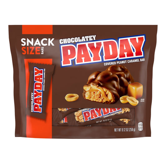 Payday Peanut Caramel Cubierto de Chocolate Bolsa de Barras de Chocolate Tamaño Snack Envueltas Individualmente,10.64 oz