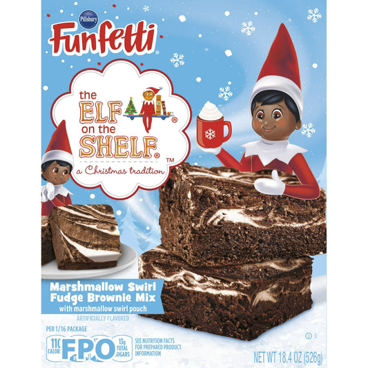 Pillsbury Funfetti The Elf on The Shelf Mezcla de Brownie de Chocolate con Remolino de Malvavisco, Caja de 18.4 Oz