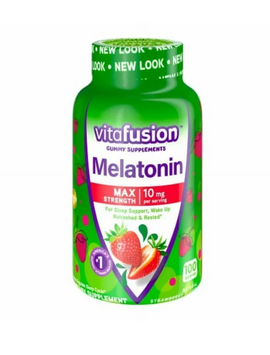 Vitafusion Melatonin Max Strength Natural Strawberry -- 10 Mg - 100 Gummies