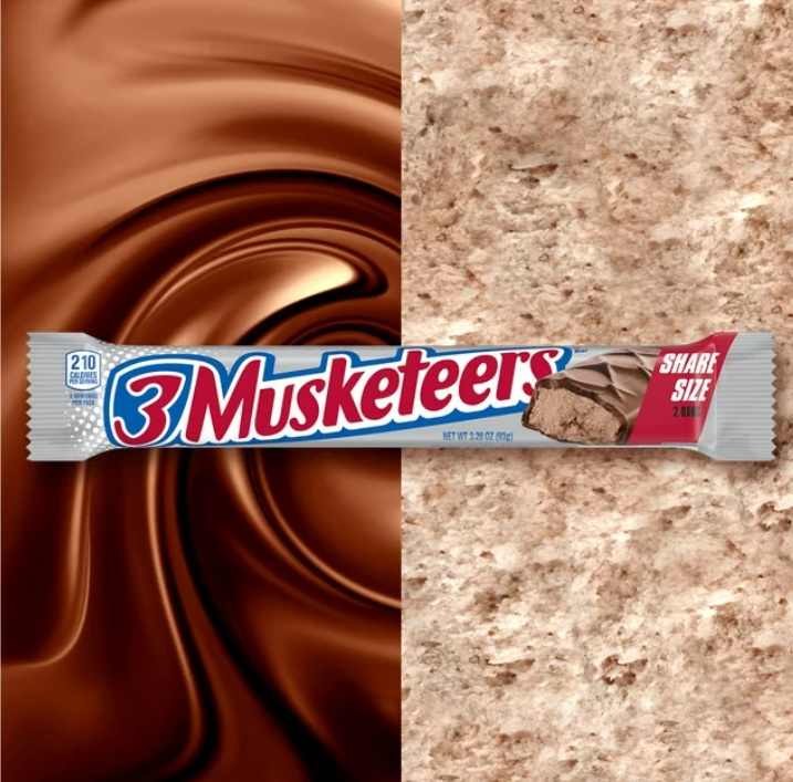 3 Musketeers Milk Chocolate Candy Bar, Sharing Size - 3.28 oz