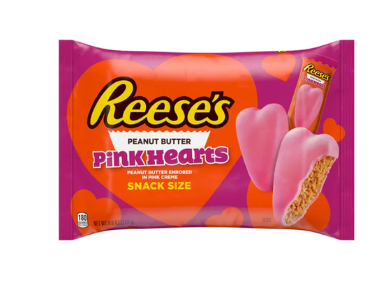 Reese's Pink Creme Peanut Butter Snack Size Hearts Valentine's Day Candy, Bag 9.6 oz