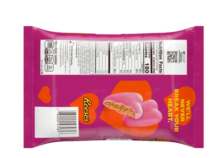 Reese's Pink Creme Peanut Butter Snack Size Hearts Valentine's Day Candy, Bag 9.6 oz