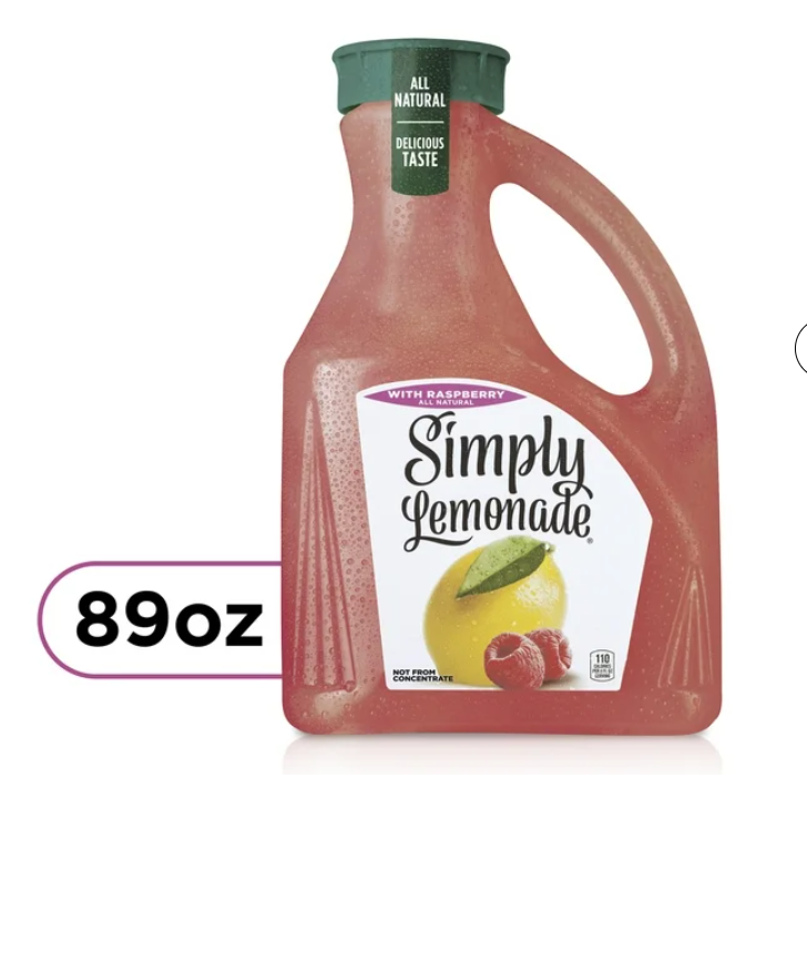 Simply Non GMO All Natural Raspberry Lemonade Juice, 89 fl oz Bottle