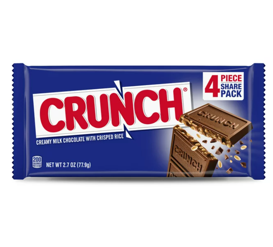 CRUNCH Milk Chocolate and Crisped Rice, Share Size Candy Bars, Share Pack, 2.7 oz