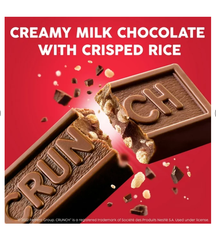 CRUNCH Milk Chocolate and Crisped Rice, Share Size Candy Bars, Share Pack, 2.7 oz