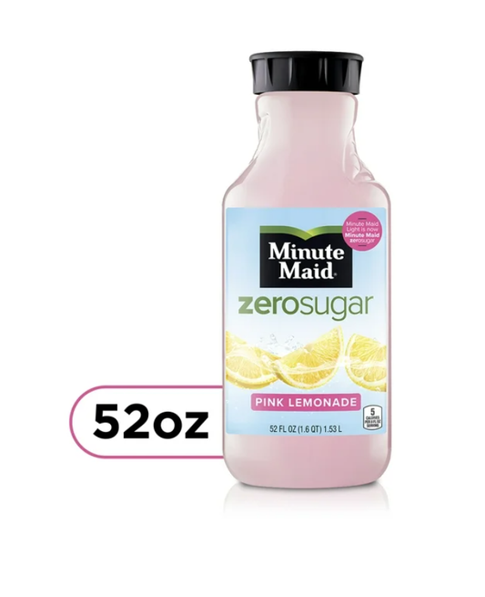 Minute Maid Zero Sugar Pink Lemonade Juice, 52 fl oz Bottle
