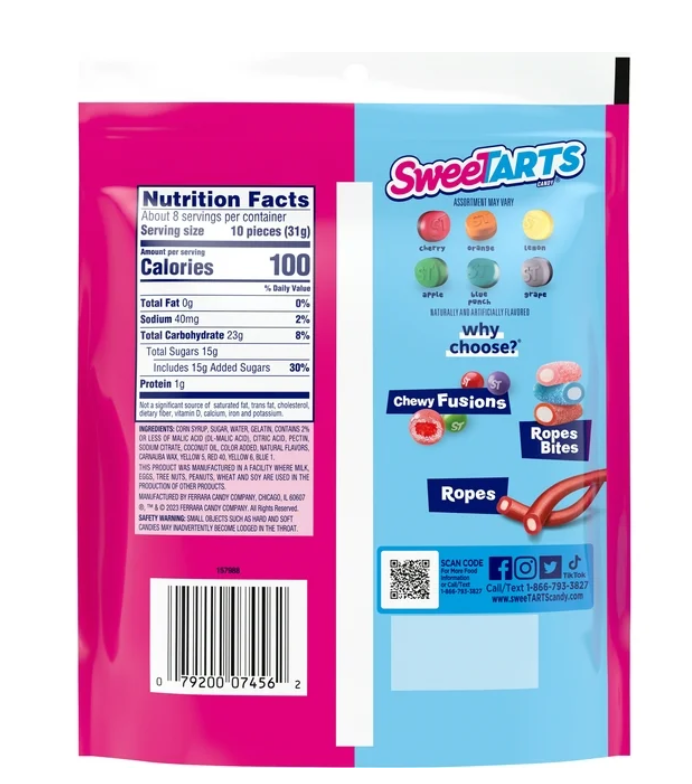 Sweetarts Gummies Fruity Splitz 9 Oz