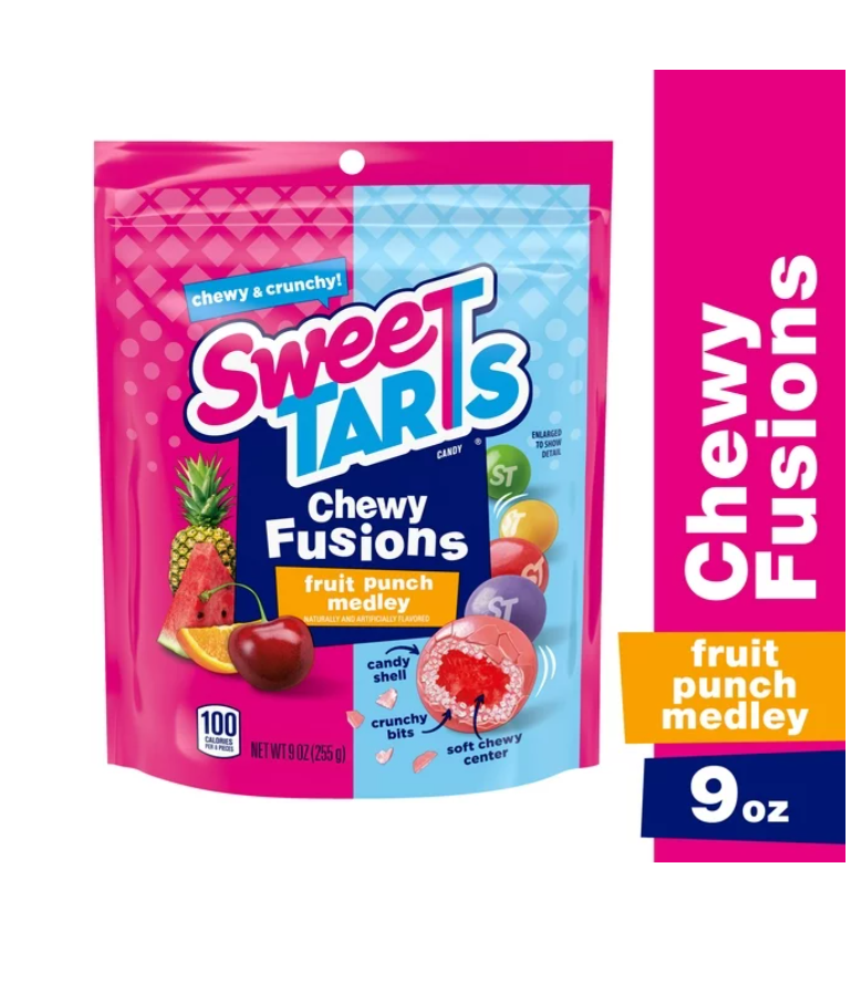 SweeTARTS Chewy Fusions, Fruit Punch Flavored Candy, 9 oz