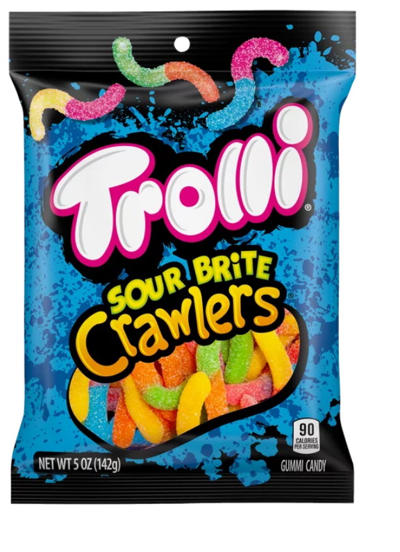 Trolli Sour Brite Crawlers Gummy Candy, Fruit Flavored, 5 oz