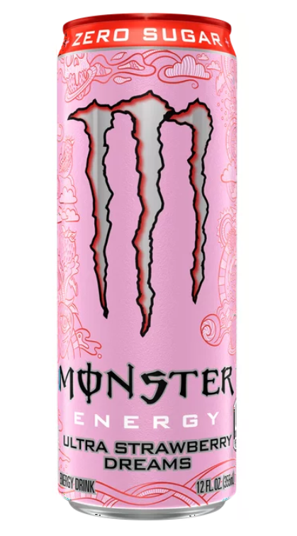 Monster Ultra Strawberry Dreams, Sugar Free Energy Drink, 12 fl oz,