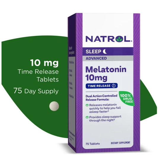 Natrol Melatonin Advanced Sleep Aid Time Release Tablets, Drug-Free, 10mg, 75 Count