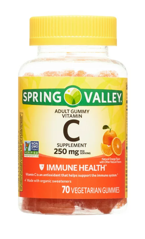 Spring Valley Non GMO Vitamin C Vegetarian Gummies, Orange, 250 mg, 70 Count