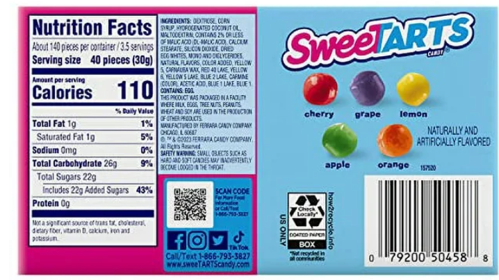 SweeTARTS Mini Chewy Candy, 3.75 ounce Theater Box, Pack of 12