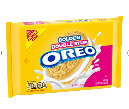 OREO Double Stuf Golden Sandwich Cookies, Family Size, 18.71 oz