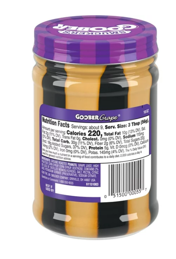 Smucker's Goober Peanut Butter and Grape Jelly Stripes, 18 Ounces