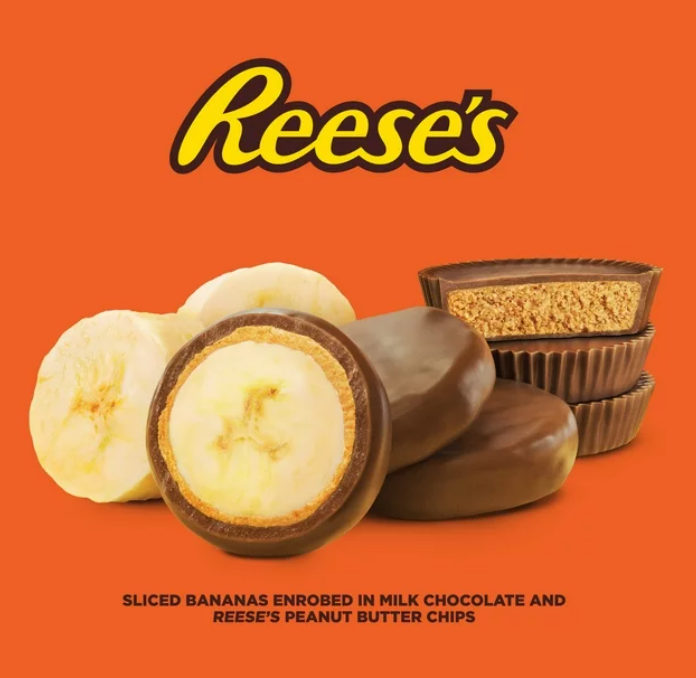 Reese’s Banana Slices in Milk Chocolate and Reese's Peanut Butter Chips, 8 oz (Frozen)
